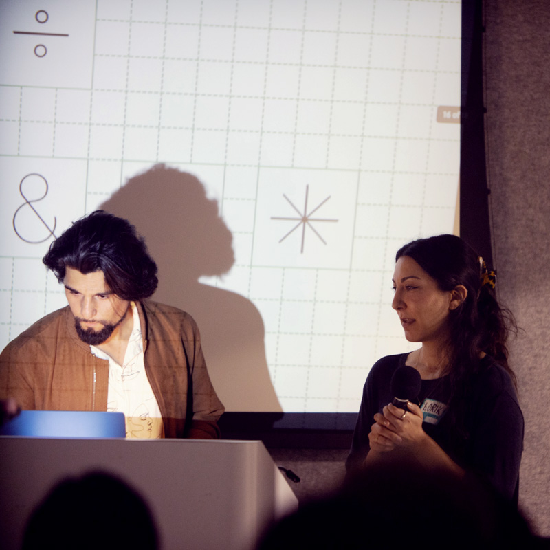 Matheo Cadena, Graphic Designer and Art Director, providing career coaching and Adobe Mentorship to Lorik Kodaverdian at Type Thursday Los Angeles, Jan 29, 2026