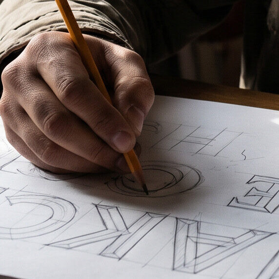 Matheo Cadena Graphic Designer Sketching Letterforms for Children's Hospital Los Angeles Pride Month Campaign project.